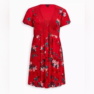 Torrid red floral skater dress size 2